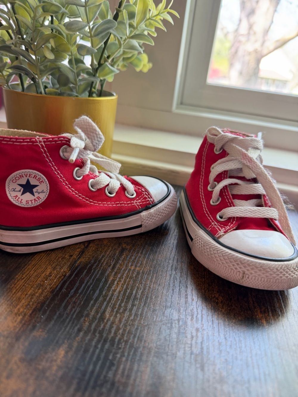 Converse Kids Red High-Top Sneakers with White Accents
